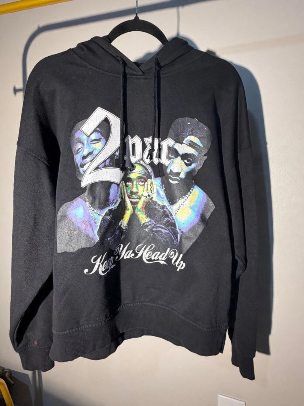 2Pac Keep Ya Head Up Hoodie Black Pullover Graphic S